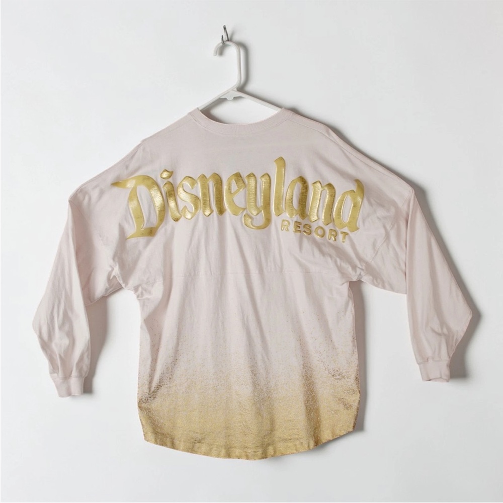 Disney Spirit Jersey Shirt Mens Medium Light Pink Long Sleeve Gold Speckle EUC